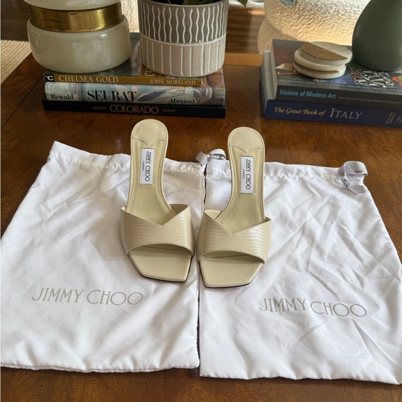 NEW Jimmy Choo Women's Skye 70 Block Heel Snake Embossed Sandals 
with dust bags - Picture 6 of 16